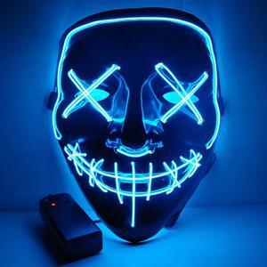 Halloween Led Light Up Mask, Purge Mask, Scary EL Wire Light up Mask Cosplay Led Costume Mask for Halloween, Festival, Party