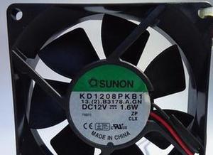 KD1208PKB1 DC12V 1.6W 80*80*20MM 2 Lines Computer cooling fan