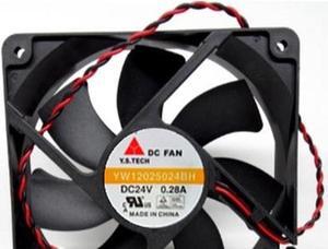 YW12025024BH 24V0.28A 12CM12025 120*120*25MM 2 wire cooling fan