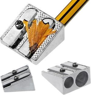 FOR Metal Bevelled Double Hole Pencil Sharpener Office Sharpener