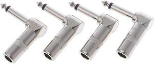 FOR 4 Pcs Right Angle 1/4 TS Mono Phone Plug Guitar Audio Connector 6.35mm Jack