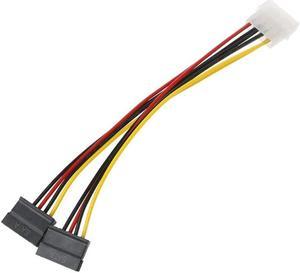 FOR Molex 4Pin Male To 2X Serial ATA 15Pin Female Y Splitter ATA Power Cable 15cm