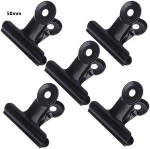 FOR 5 Pcs Bulldog Letter Clips Stainless Steel Black Metal Paper File Binder Clip Stationary Office