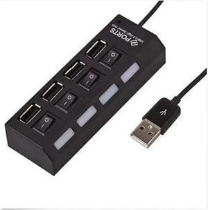 FOR USB 4 Port High Speed USB 2.0 External Multi Hub Expansion LED Switch PC