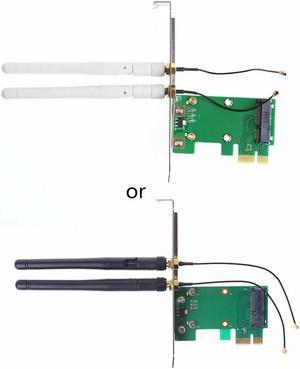 FOR Wifi Network Card Mini PCI-E To PCI-E 1X Desktop Adapter + 2 Antennas