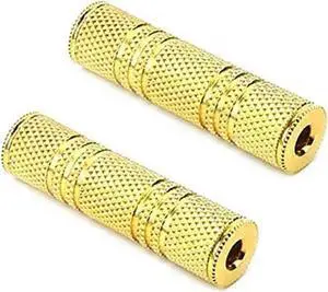 FOR 3.5mm Female to Female Adapter Gold Plated 1/8 Inch Stereo Coupler Aux Cord Connectors 2 Pack