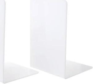 FOR 2Pcs White Acrylic Bookends L-shaped Desk Organizer Desktop Book Holder Office Accessories