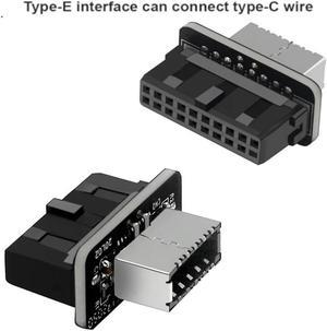 FOR 2PCS USB3.0 19PIN/20PIN To Type-E 90 Degree Adapter Chassis Front Type E 10Gbps Plug-In Port for Computer Motherboard