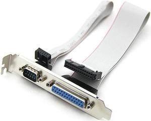 FOR DB25 25Pin Parallel Port Printer LPT + RS-232 RS232 COM DB9 9Pin Serial Port Cable Cord Wire Bracket