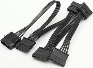 FOR 4Pin Female IDE Molex PC Computer Hard Drive 1 to 5 SATA Splitter Power Supply Adapter Converter Cable Cord Black