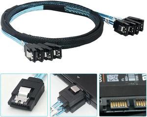 FOR Durable PC Hardware Cable: 4 Ports SATA to 4 Ports SATA 4.0 with 180-degree Braided Net