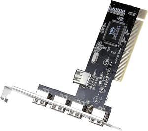 FOR 5 Port USB 2.0 High-Speed PCI Controller Card Adapter Hub 4 External&1 Internal