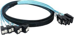 FOR SAS 4.0 4SATA to 4SATA Cable with 90° Bend - Effortless Data cable Transfer for SSD Hard Drives and Motherboards