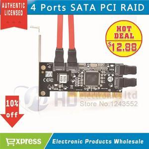 FOR 1pcs 4 Port SATA PCI CONTROLLER RAID CARD 4 SATA SERIAL ATA PCI CONTROLLER RAID I/O CARD PC+Cable