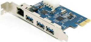 FOR PCI-e to External 3 ports USB 3.0+ RJ45 Ethernet Network card USB3.0 + 1000M LAN Combo PCI express card