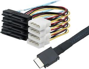 FOR PCIe PCI SFF-8611 4I STR to SFF-8482 with 4X Molex Power Connectors for Raid Controller Hard Drive Adapter Cable