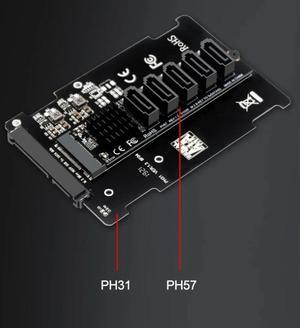 FOR M.2 NGFF B-Key to 5 Ports SATA3.0 Expansion Card with JMB575 set for SATA III 6GB/S Computer Expansion Adapter Accessories