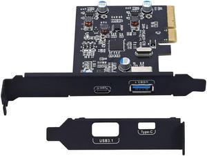 FOR PCI-E PCI Express to USB 3.1 Gen2 10Gbps Hub Type A and Type C 2-Port PCIe Expansion Adapter Card For WIN 7/8/8.1/10