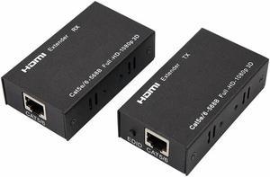 FOR 2Pcs 60m HDMI Extender + Sender with RJ45 LAN CAT6 Signal Network Cable TX RX For CCTV Field HDTV DVD 1080P