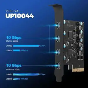 FOR Effortlessly Connect USB Type C Devices to Your Desktop with PCIe X4 to 4 Port USB3.2 Gen2 Type C Converter Card