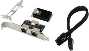 FOR mini PCIE Ethernet electrical network card mini PCIe 2 Ports 1000M RJ45 LAN card set 350AM2