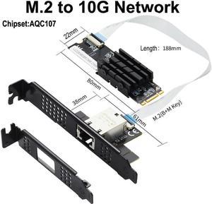 FOR M.2 to Single Port 10 Gbase Ethernet Nic B Key M Key 10G/2.5G/1000M RJ45 Lan Network Adapter Card AQC107