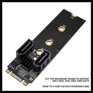 FOR M.2 KEY-M NVME PCI-E To 2-Port Sata3.0 Expansion Card Adapter Card Drive- 582 Supports 2230 2242 2260 2280 Slots