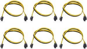 FOR 6 Pcs 6 Pin Male To 8 Pin (6+2) Male PCI-E PCIE Power Cable PSU GPU PC 60Cm