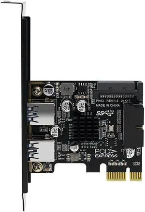FOR PCI-E To USB3.0 Riser Card With 2X USB Ports PCI-E Expansion Card 19-Pin SATA Power Connector Support PCIE 1X 4X 8X 16X