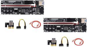 FOR 2Pcs V011-PRO Pcie Riser Card Pci-E 1X To 16X Adapter Card SATA To 6Pin Power Cable USB 3.0 Cable For BTC Miner Mining