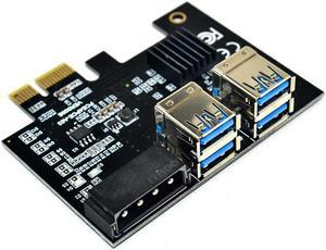 FOR PCI-E 1 To 4 Expansion Card PCI-E 1X To 16X 4 Port Dual Layer USB3.0 Graphics Adapter Expansion Card For BTC Mining