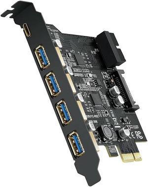 FOR PCI-E To USB 3.0 Card Type A (4) And Type C (1) 5 X USB 3.0 Ports USB 3.1 Gen1 PCI Express Card Bandwidth Up To 5 Gbps