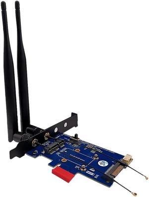 FOR 2 Antenna Mini PCI-E PCI Express To PCI-E 1X Adapter With SIM Card Slot For Wifi And 3G/4G Card