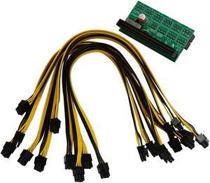 FOR Mining Power Supply Kit - 10X 6Pin Port Breakout Board And 50CM UL 1007 18AWG PCI-E 6Pin Male To 6+2Pin Male Cable