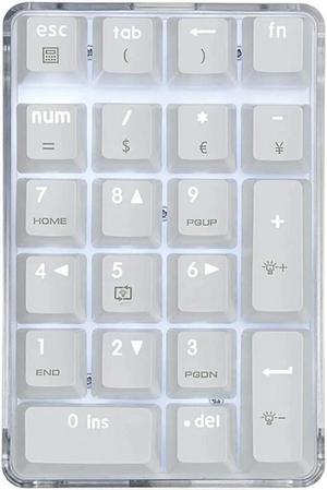 FOR Mechanical Numeric Keypad Brown Switch Wired Gaming Keypad Case White Backlit 21 Keys Mini Numpad Keypad