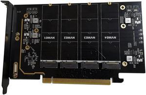 FOR M.2 NVME to PCIe 4.0 X16 Adapter Card Supports 4 NVMe M.2 2280 Supports Bifurcation Raid