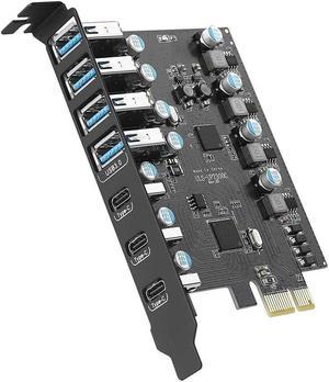 FOR 7 Ports PCIe To USB 3.0 Expansion Card PCI Express USB Add on Card for Desktop PC Host Card Support Ws 10/8/7/XP