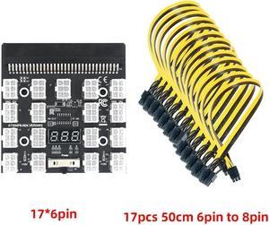 FOR Breakout Board 17 Port 6Pin LED Display Power Module Server Card 6Pin To 8Pin Cable For 1200W 750W PSU GPU BTC Mining