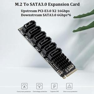 FOR 2Sets M.2 NVME To SATA3.0 M.2 MKEY PCI-E Riser Card PCIE To SATA 6Gpbsx6-Port Expansion Card 1166 Support PM Function