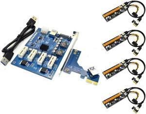 FOR PCI-E X1to4pci-E X16 Expansion Kit 1To4 Port PCI Express Switch Multiplier HUB 6Pin USB Riser Card For BTC Miner Mining