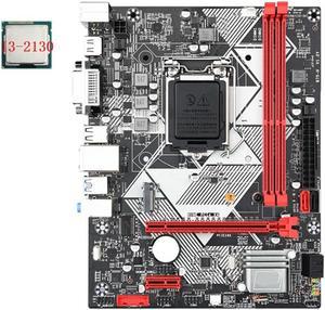 FOR B75-H Desktop Motherboard +I3-2130 CPU LGA 1155 USB 3.0 SATA 3.0 Support Up to 16GB DDR3 1600MHz RAM Slots