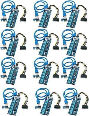 FOR 12 PCS/Lot 1X To 16X Express Ext Riser Card USB 3.0 Pcie Extension SATA 15Pin To 6Pin Power Cable For