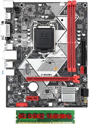 FOR B75-H Desktop Motherboard with 1X8G DDR3 1600MHz RAM LGA 1155 for I3 I5 I7 CPU USB 3.0 SATA 3.0 Support Up to 16GB