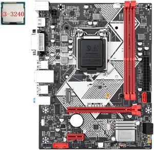 FOR B75-H Desktop Motherboard +I3-3240 CPU LGA 1155 USB 3.0 SATA 3.0 Support Up to 16GB DDR3 1600MHz RAM Slots