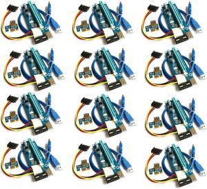 FOR 60CM 4 Pin USB3.0 Cable For Mining 12Pcs PCI-E Express Powered Riser Card 1X To 16X Ext Riser Card