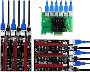 FOR PCIE Riser PCI-E 1 To 6 Riser Card PCI Express X16 Ext USB 3.0 Cable SATA To 6Pin Power For Video Card 0.6M