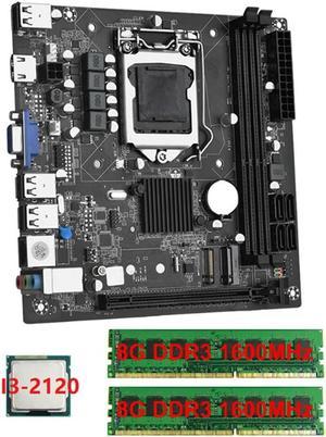 FOR ITX H61 Desktop Motherboard+I3-2120+2x8G DDR3 1600MHz RAM CPU LGA 1155 Support Up to 16GB RAM Slots 100M