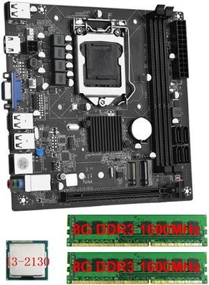 FOR ITX H61 Desktop Motherboard +I3-2130 +2x8G DDR3 1600MHz RAM CPU LGA 1155 Support Up to 16GB RAM Slots 100M