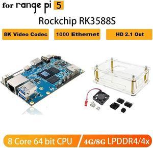 FOR Pi 5 Board+Case+Fan+Heat Sink Kit RK3588S 8- ARM 64Bit RAM 8K Video Gigabit Wifi+BT Development Board