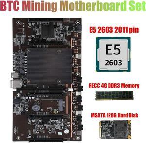 FOR X79 H61 BTC Miner Motherboard 5X PCIE Support 3060 3070 3080 Graphics Card With E5-2603 CPU RECC 8G DDR3 Memory 120G SSD